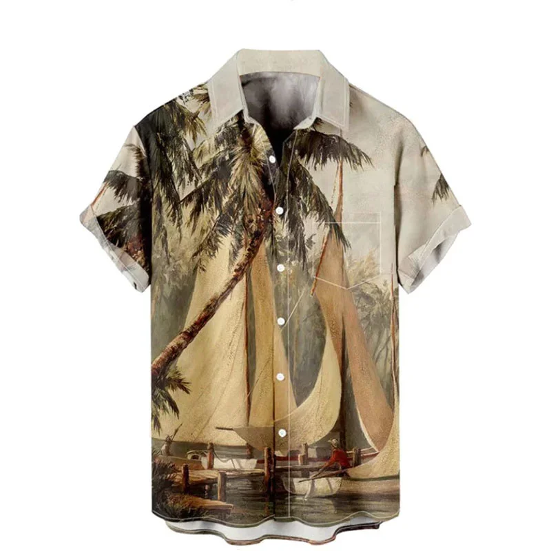 

2024 Men's Hawaiian Shirt Pattern shirt 3D printed Short sleeve Summer beach shirt Casual vacation loose and breatheble