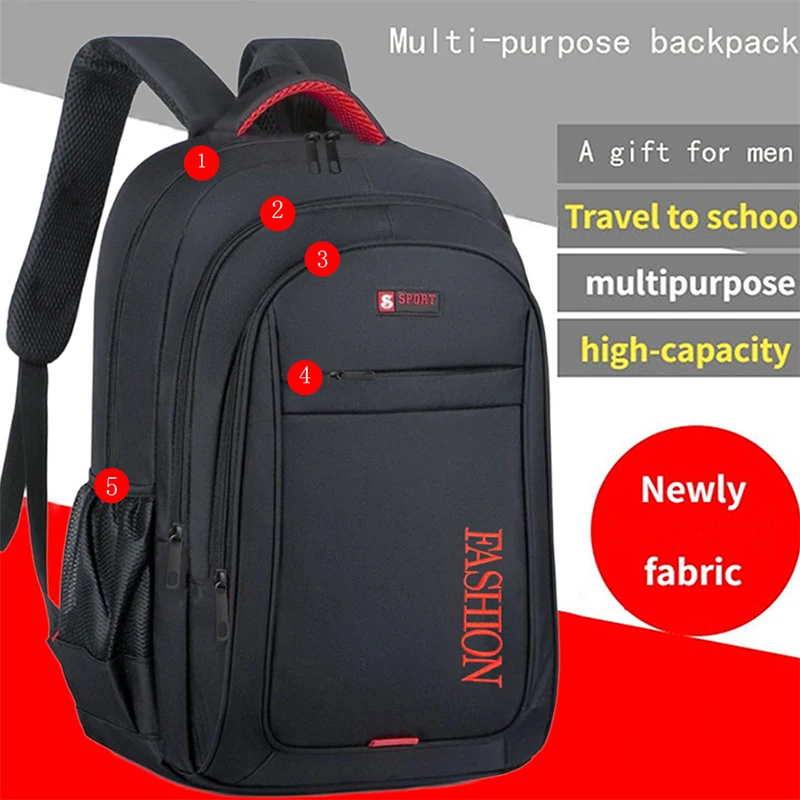 The neutral color backpack for men and women has multiple layers of pockets, suitable for students and business people.