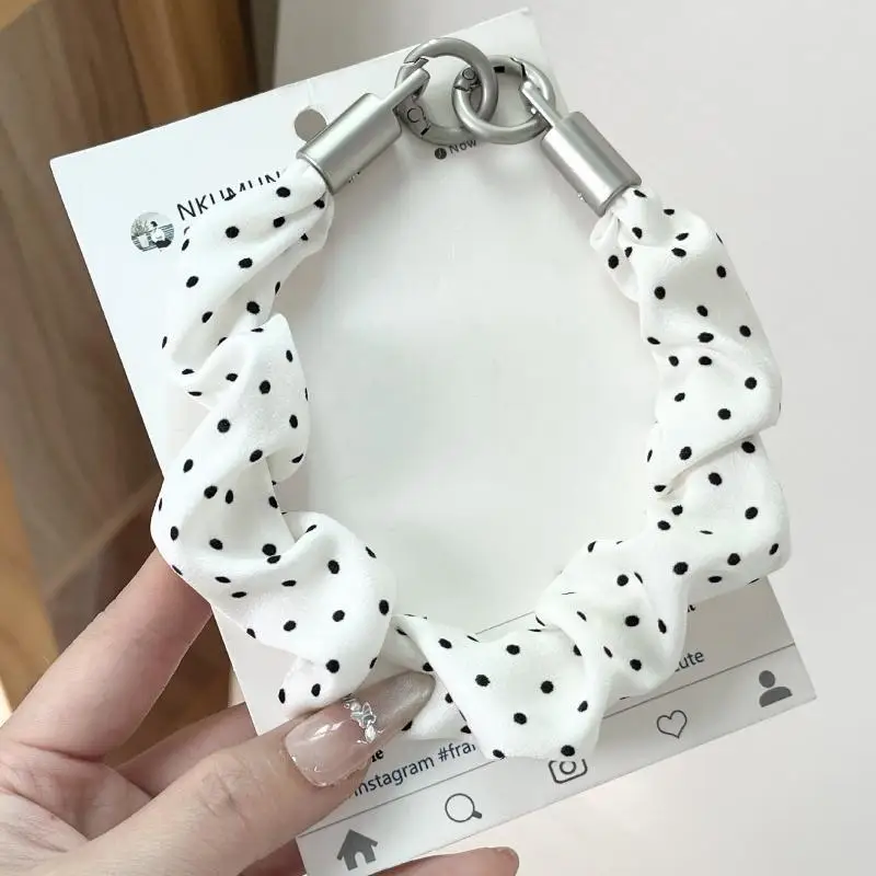 Gepunktetes Schwarz-Weißes Herz-Handy-Lanyard Handgelenkschlaufe Handykette Anti-Verlust-Armband Handyhüllen-Lanyard Handy-Handgelenkschlaufe – Detail 5