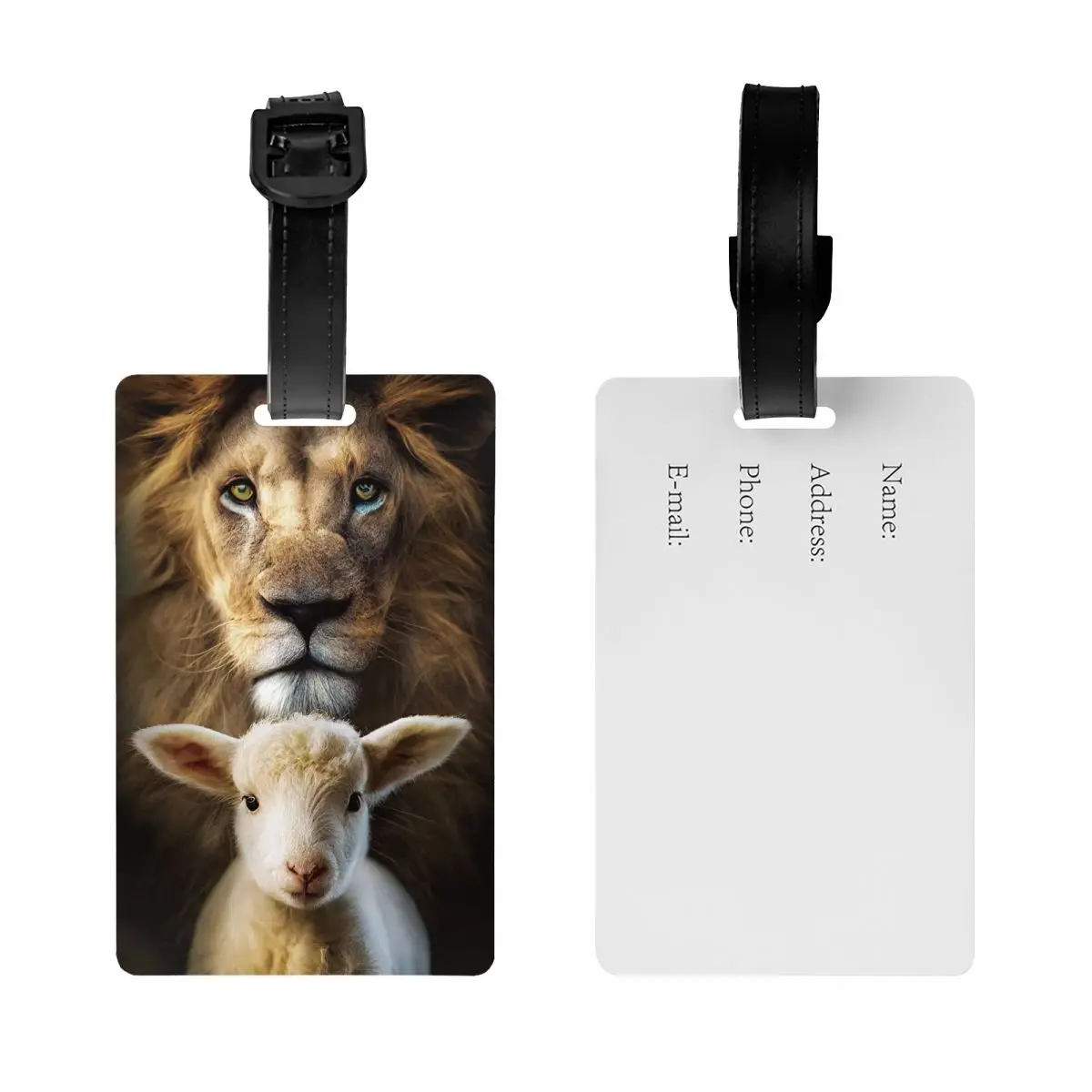 แท็กกระเป๋า Lamb และ Lion แบบกําหนดเองสําหรับกระเป๋าเดินทาง Jesus Christian Privacy Cover ID Label