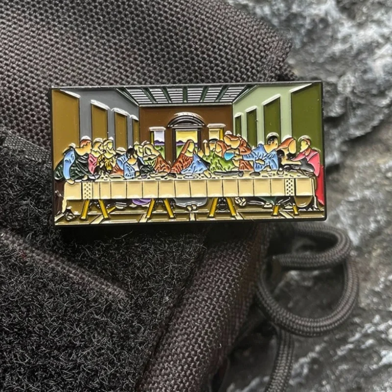 Metal Last Supper Morale Badge Da Vinci's Oil Painting Patch Celebrity Paintings Emblem for Clothes Tactical Bag Accessories