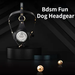 Bdsm Bondage Dog Mask Harness Adjustable Leather Collar Sex Games Mask Silicone Mouth Gag for Couple Fetish Women Sexy Sex Toy