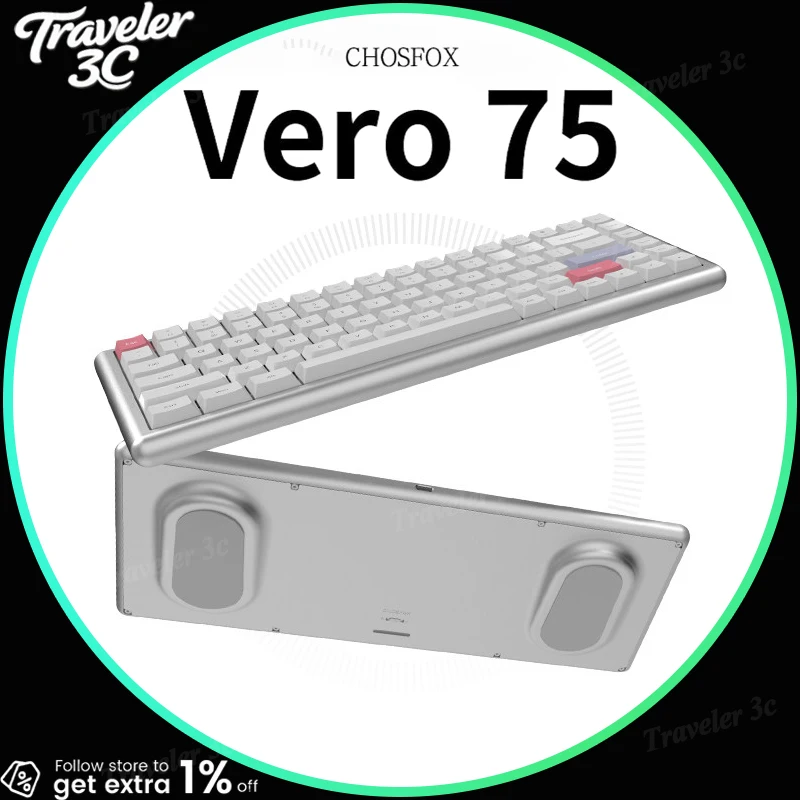CHOSFOX Vero75 ナノスイッチメカニカルキーボード 84 キー 3 モードカスタマイズホットスワップ qmk/Via PBT キーキャップ CNC アルミニウム合金