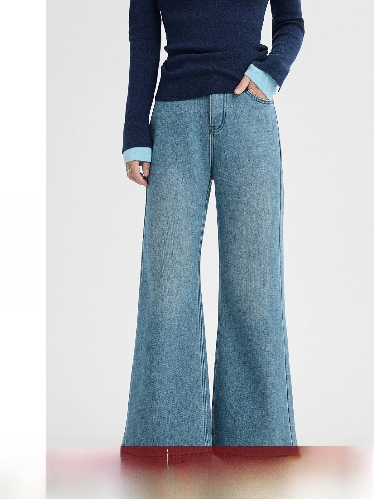 

High Waist Fleece Lined Women's Jeans Spring 2026 New Loose Casual Versatile Bell Bottoms by Guier Comfortable Denim Pants