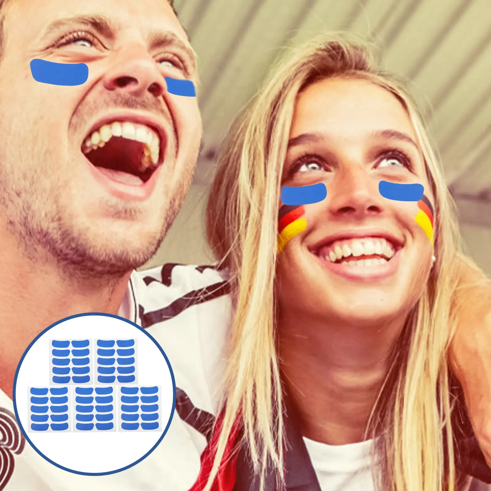 

50 листов удобных наклеек для глаз, портативные наклейки для лица, стираемые наклейки для фанатов спорта, аксессуары для поддержки команд, принадлежности для болельщиков