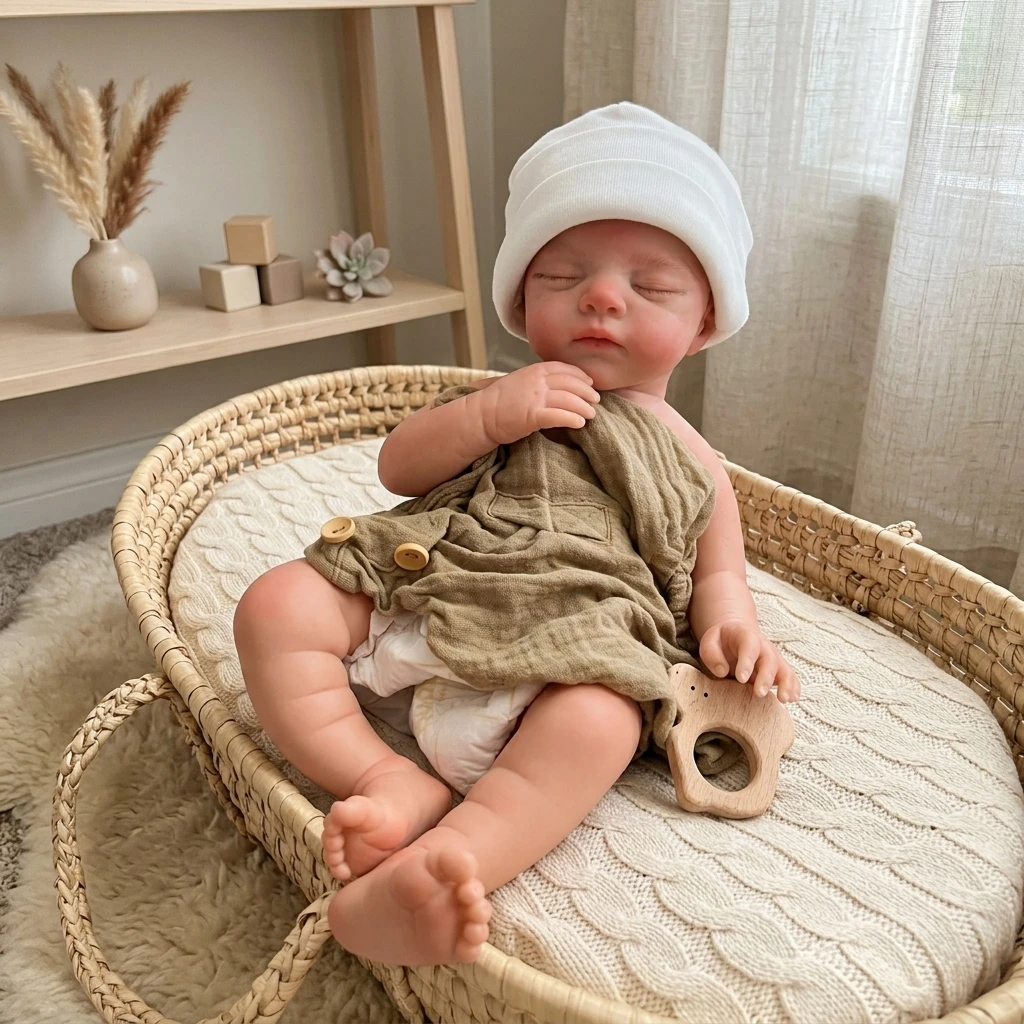 18 Inch Full Silicone Reborn Baby  Doll Sleeping Closed Eyes Lifelike Hand Painted Real Touch Collectible Birthday Gift view 5