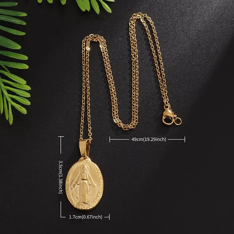 Delicate Our Lady of Guadalupe Medal Pendant Stainless Steel Virgin Mary Necklace Women\\\\\'s Prayer Jewelry Catholic Jewelry Gift