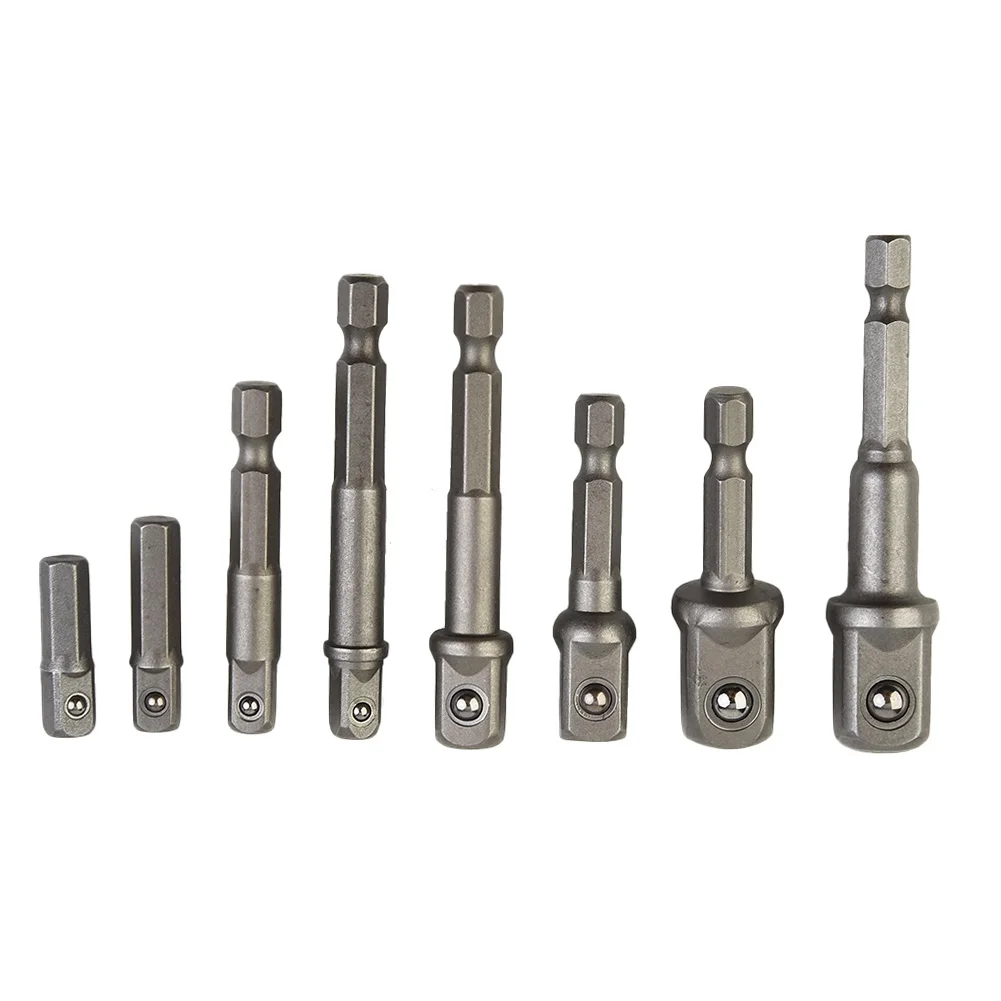 Adaptador de broca adaptador de soquete hex haste prata 1/4in 1/2 3/8 1/4 cromo vanádio aço broca ferramentas manuais alta qualidade