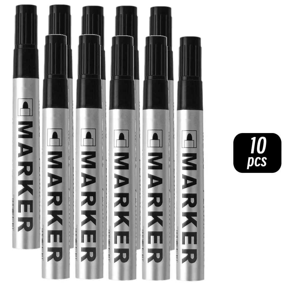 Permanente verfmarkeringspen Waterdichte zwarte pen voor vette bandenmarkeringen Sneldrogende handtekeningpen Kantoorbenodigdheden - afbeelding 1