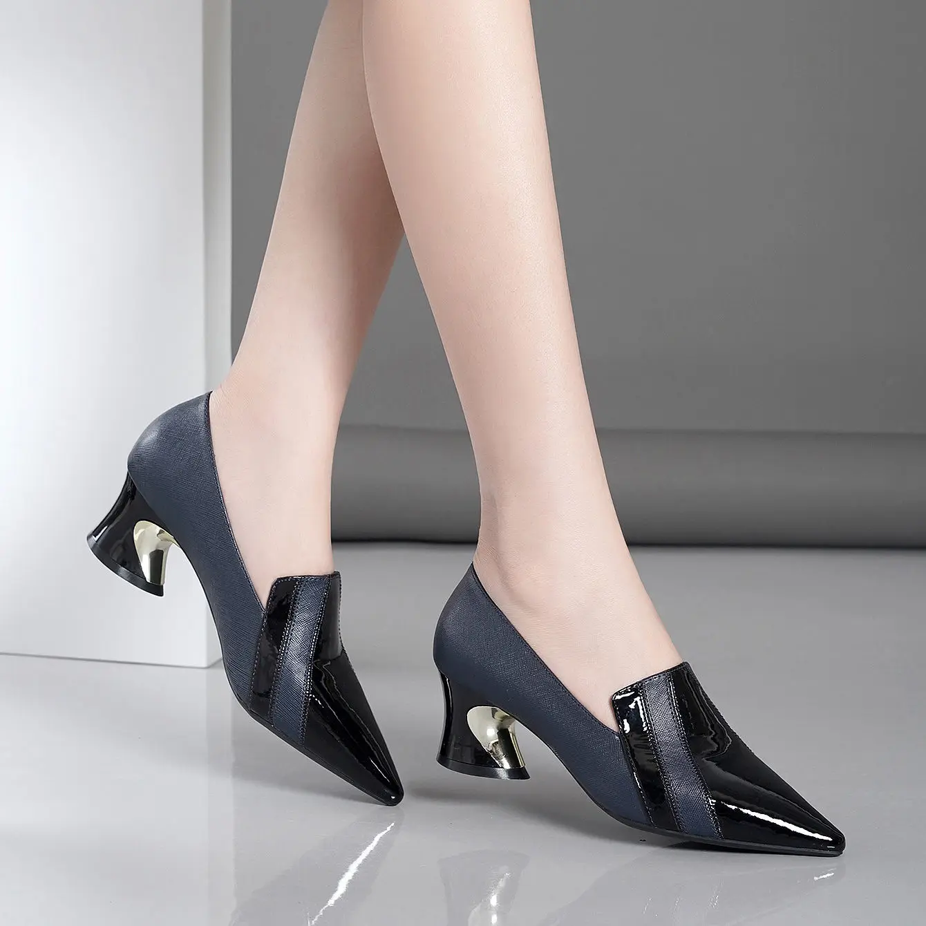 Sharp stitching fashion high-heeled shallow-mouthed fashion single shoes