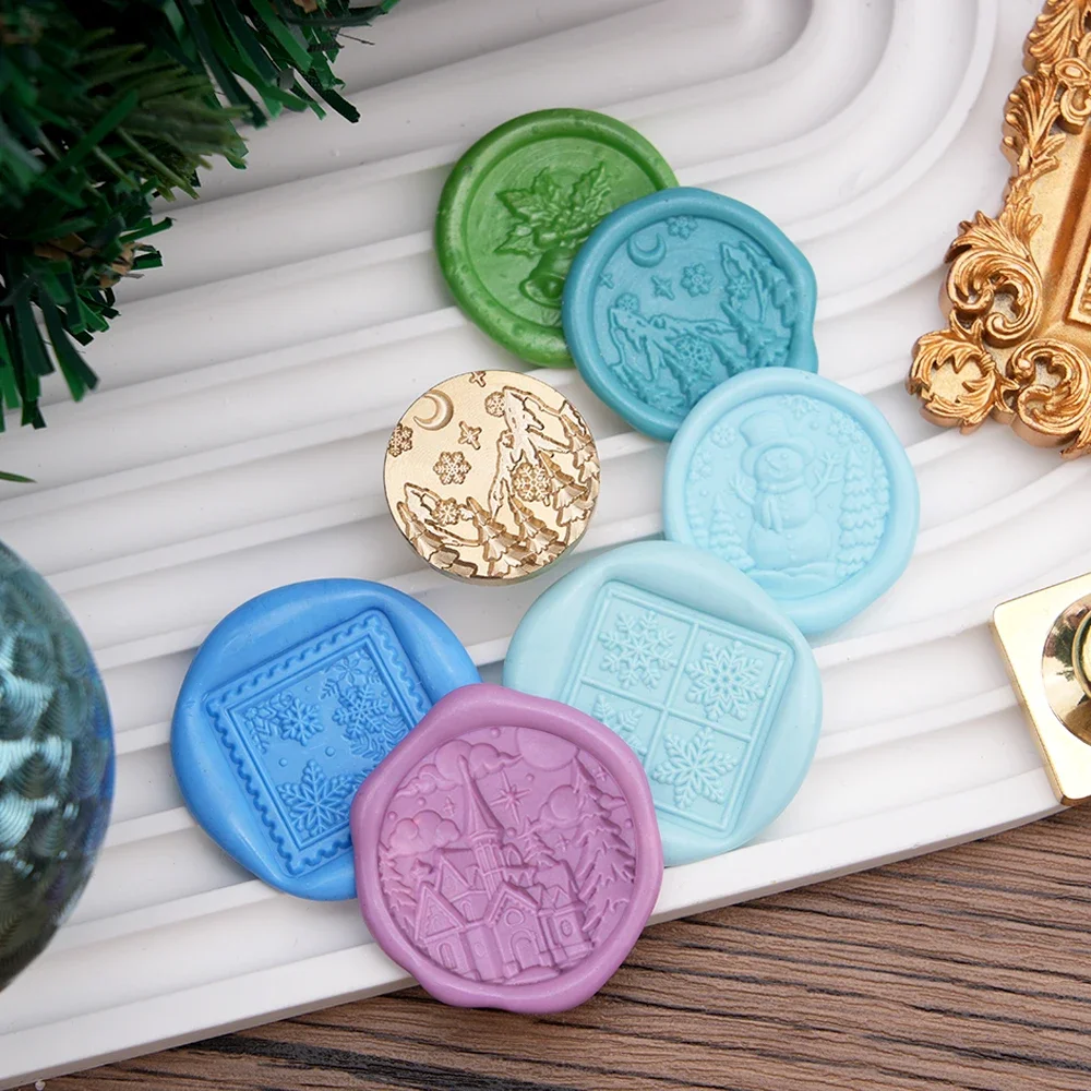 

Christmas Wax Seal Stamps Head With Handle Retro Xmas Sealing Wax for Decorating Envelopes Invitations Gift Card Christmas Craft