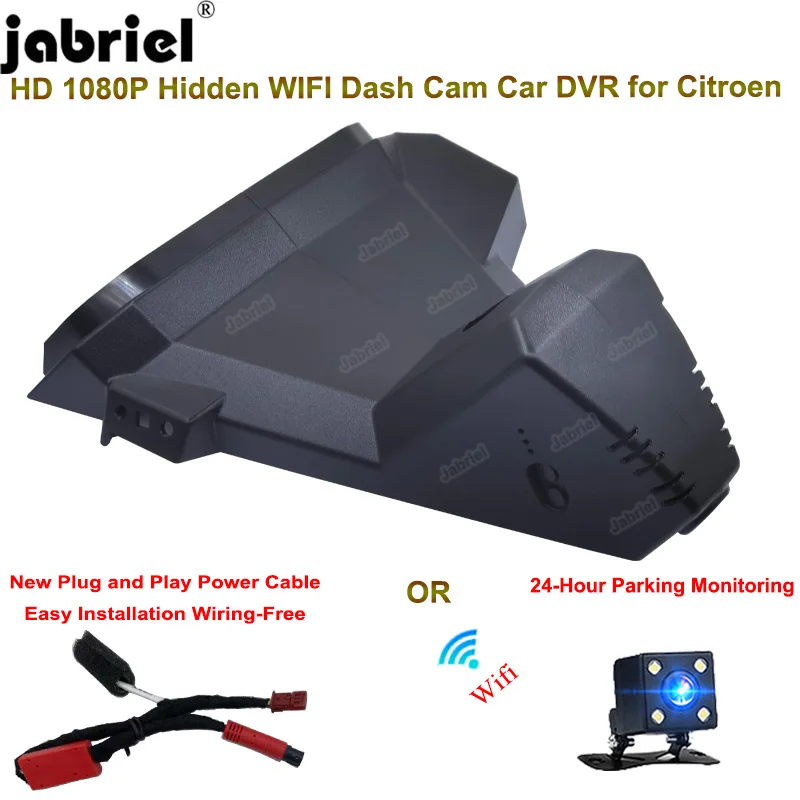 

Jabriel New Plug and Play Auto Wifi HD 1080P Car DVR 24H Parking Monitoring Dash Cam Camera For Citroen C5 X 1.6T 2020 2021 2022