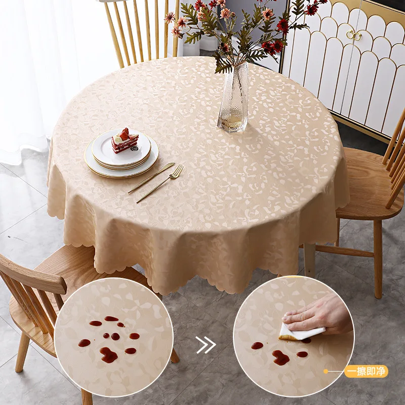 Round Tablecloths Waterproof Oil-free Washable Anti-scald Household Table Mats Hotel Large Round Table Tablecloths Fabrics