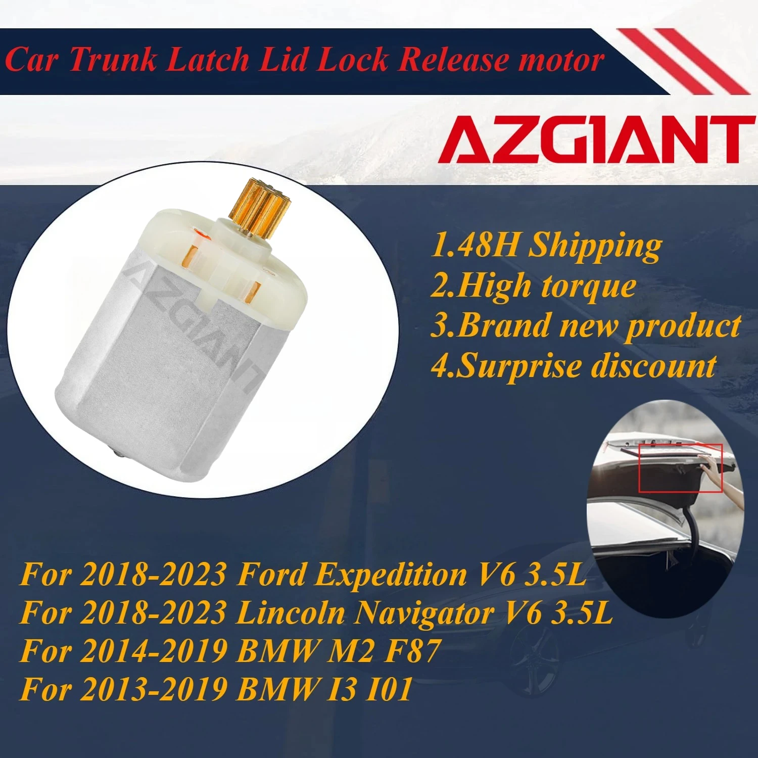 

Azgiant Car Rear Trunk Hatch Lock Actuator motor for 2018-2023 Ford Expedition V6 3.5L/2016-2018 Lincoln MKX V6 2.7L 3.7L parts