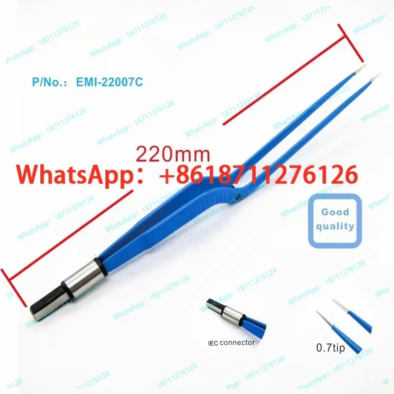 Electric Knife Equipment Accessories for Bipolar Coagulation Forceps with Blue Nylon Coating and European Standard Curved