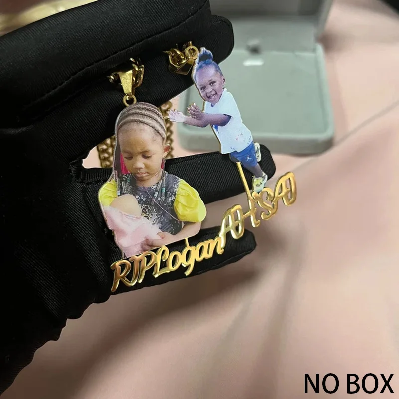 

Custom Photo Necklace for Women Men with Name Stainless Steel Jewelry Colorful Picture Pendant Choker Chain Personalized Gift