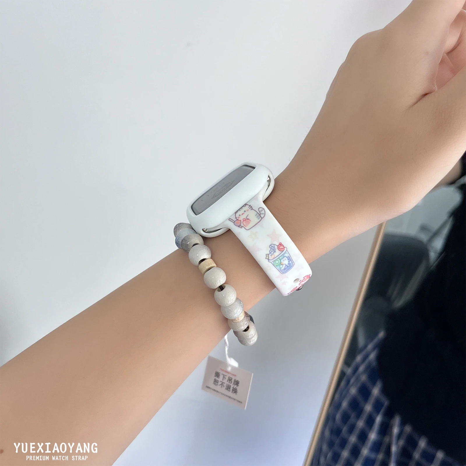 Cute Cup Cat Strap for Apple Watch 10 9 8 7 SE Silicone Band Replaceable Bracelet for iWatch 46mm 44mm 42mm 41mm Watchband