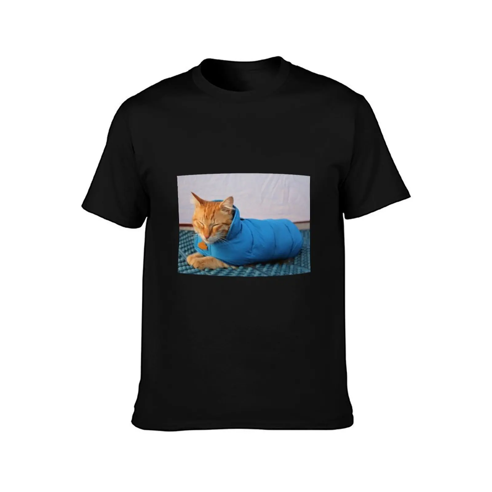 Yosemite the cat in down jacket T-Shirt, Summer Casual Cotton Tee, Oversized Streetwear Tops, Vintage Graphic Print, 100% Cotton