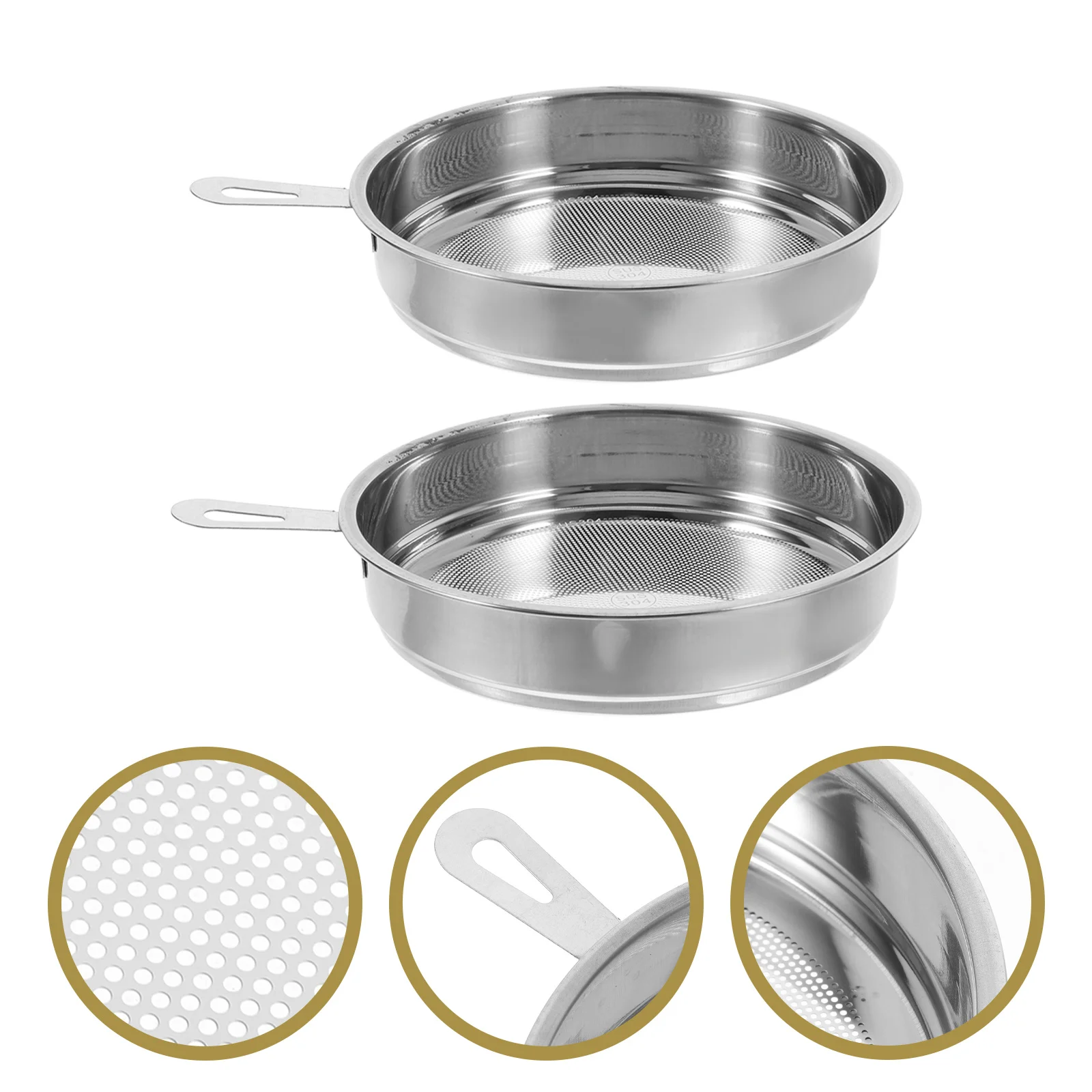 

2pcs Stainless Steel Fine Mesh Strainer Filter For Pot Grease Can Deep Fryer Filtering Oil Residues Tea Leaves Lard Strainer