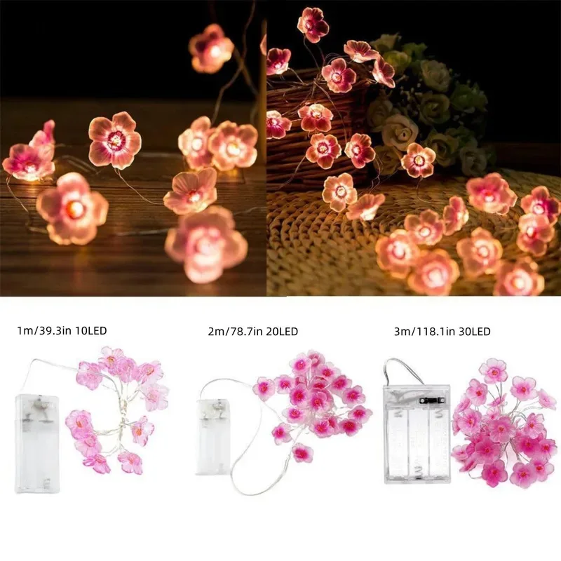 1 шт. 10/20 светодиодный светильник Сакура, сказочный розовый свет, окружающий свет, наружный светильник на батарейках, внутренний декоративный светильник.