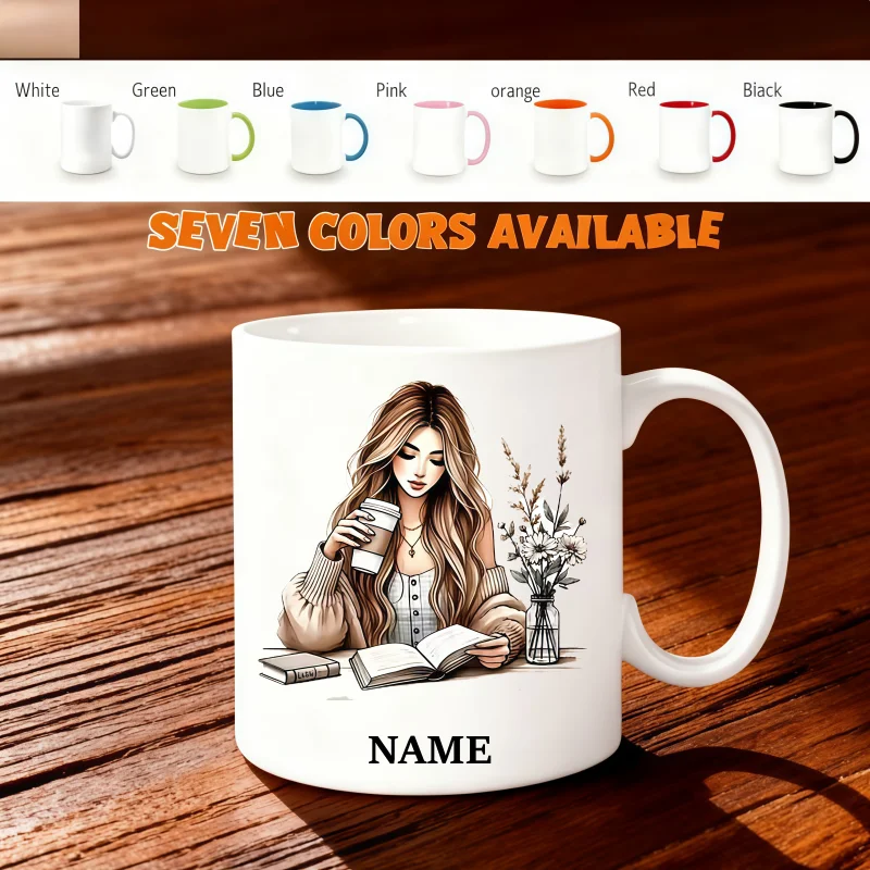 Customizable Name Coffee Mug for Literary Girls - Dishwasher Safe - Perfect Birthday and Holiday Gift