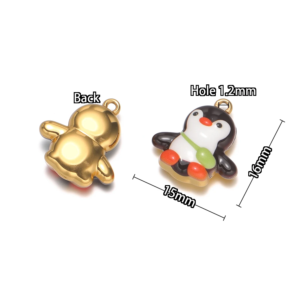 4 Stück Edelstahl-Anhänger in Form von kleinen niedlichen Pinguinen für DIY-Schmuckherstellung, Kinder-Halsketten, Armbänder und Ohrringe. – Detail 3