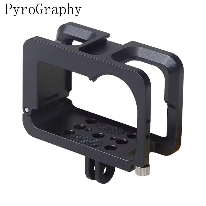 

PyroGraphy OSMO Action Cage with Dual Cold Shoe Gopro Adapter 1/4"Thread Hole Anti-slip Rubber Cushion forDJI OSMO Action Camera