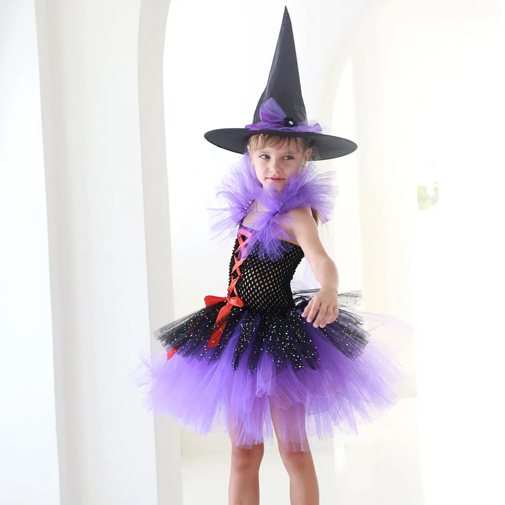 New Halloween Purple Tulle Tutu Dress Glossy Tiered Mesh Princess Gown Carnival Stage Performance Holiday Flowy Festive Outfit