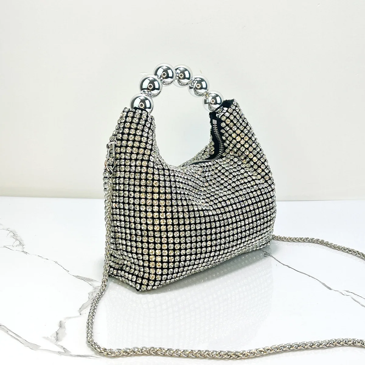 JIOMAY Fashion Steel Ball Handle Tote Bag Wykwintne torby na ramię z kryształkami Luksusowe torby designerskie Torebki dla kobiet Kosmetyczka