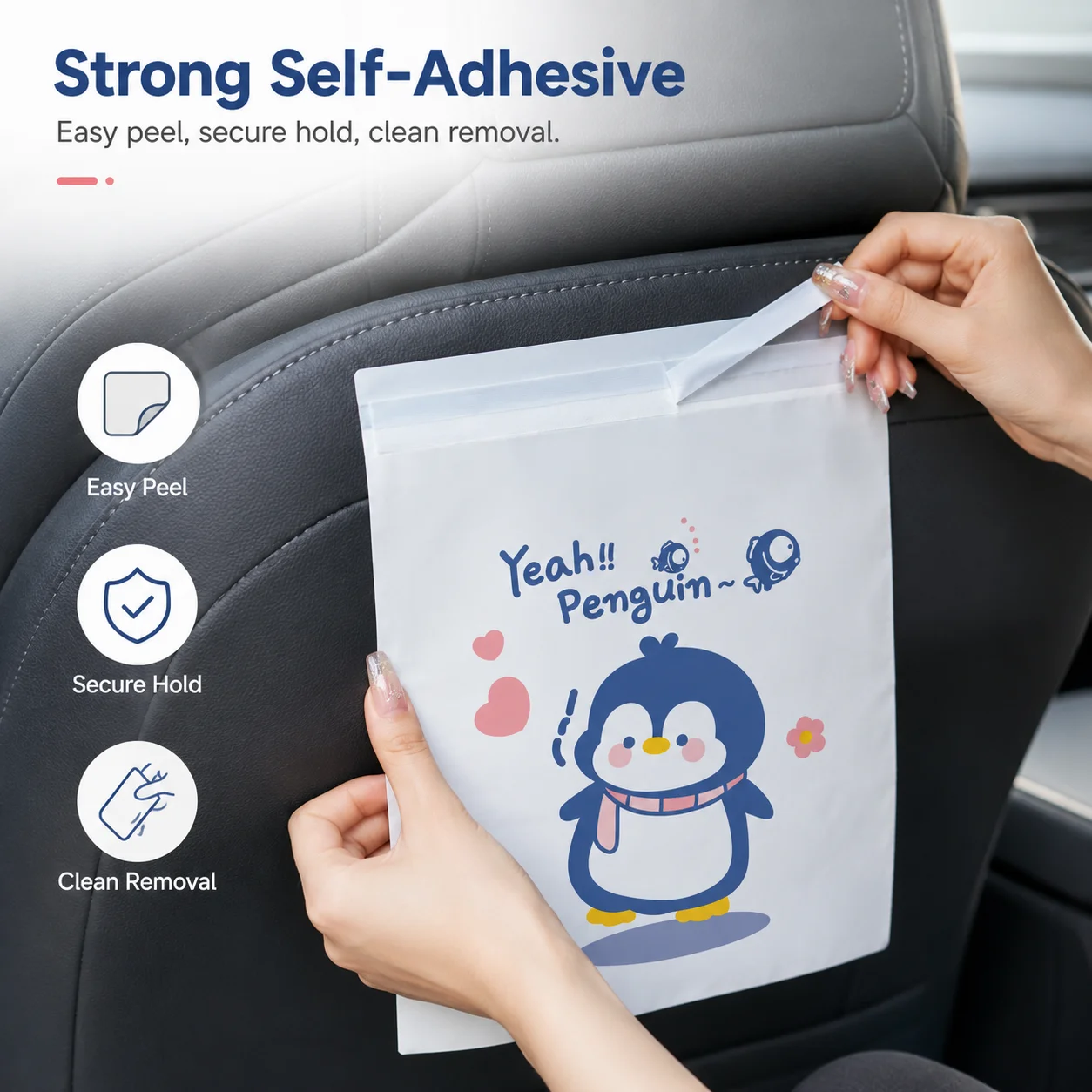 

30/PCSSelf Adhesive Car Trash Bag, Stick On Garbage Pouch for Car Office Desk, Disposable Cleanup Bag for Home and Dorm