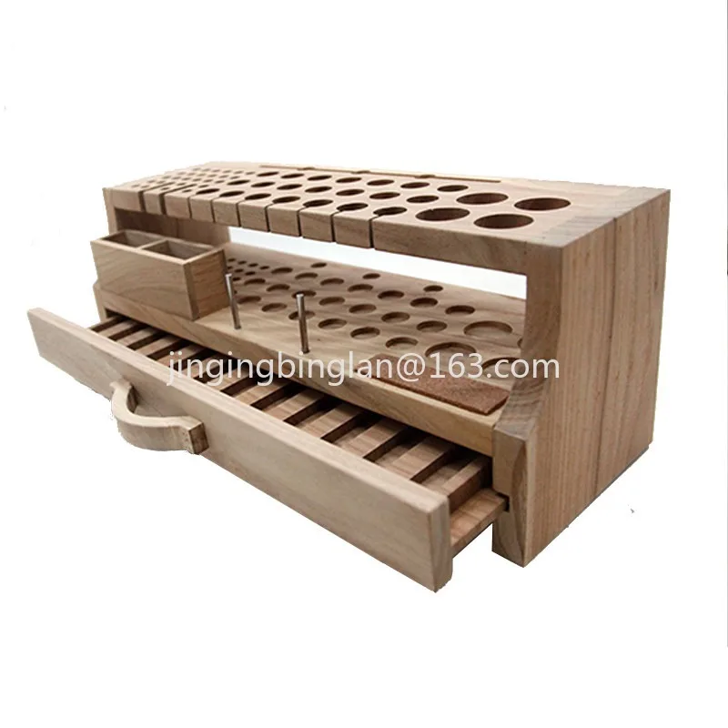 Factory direct sales of elm material manual diy58 hole pay-off pin leather goods printing tool holder storage rack