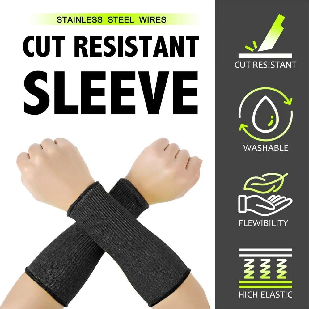 1Pair Cut Resistant Arm Protection Sleeves, Level 5 Anti-Cut Wrist Forearm Guards for Kitchen Work DIY Safety