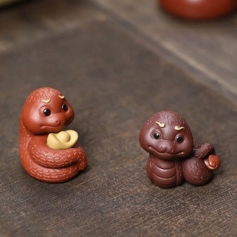 Purple Sand Tea Pet Household Teaware Decoration Lovely Art Tea Pet Creative Can Raise Tea Play Decoration Zodiac Snake Mascot