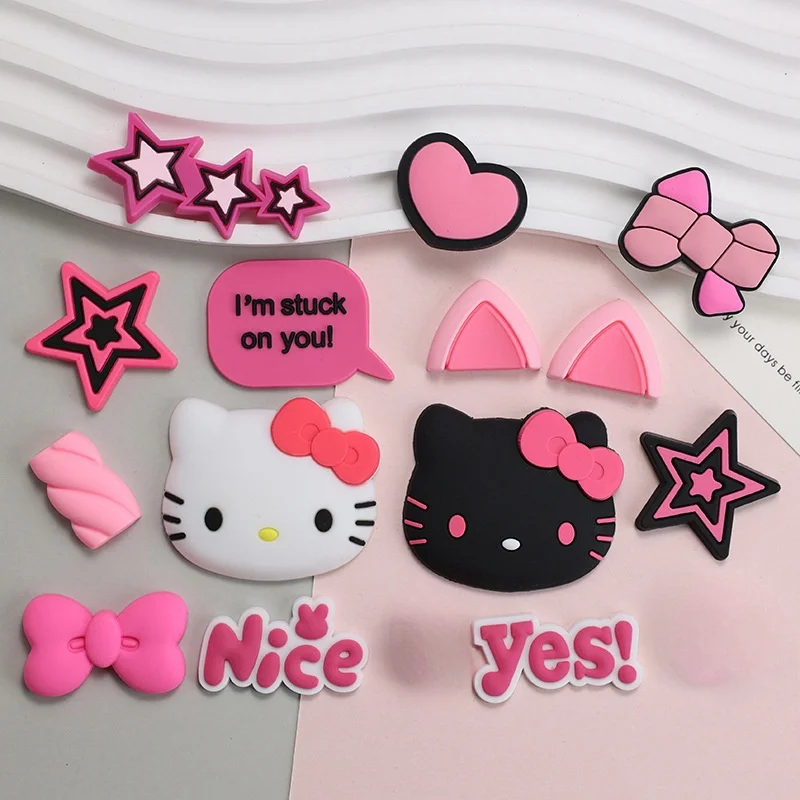 Miniso hello kitty sanrio gato dos desenhos animados 1 pçs diy sapato encantos acessórios fivela tamancos sandálias pino decorar presente da menina