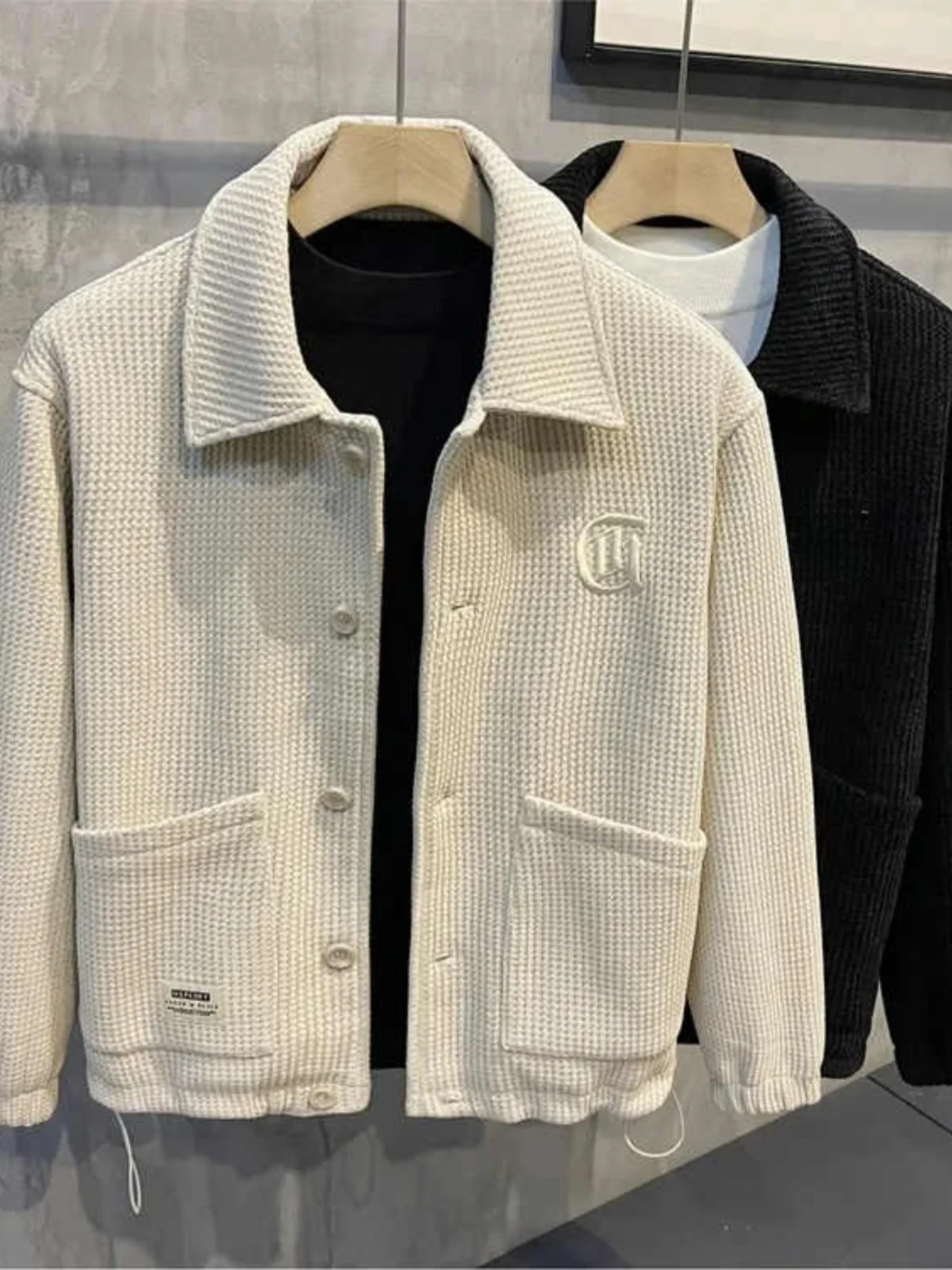 

Однотонная повседневная мужская куртка с воротником, осень-зима 2024, новая модная верхняя одежда, дышащая, приталенная, с длинными рукавами