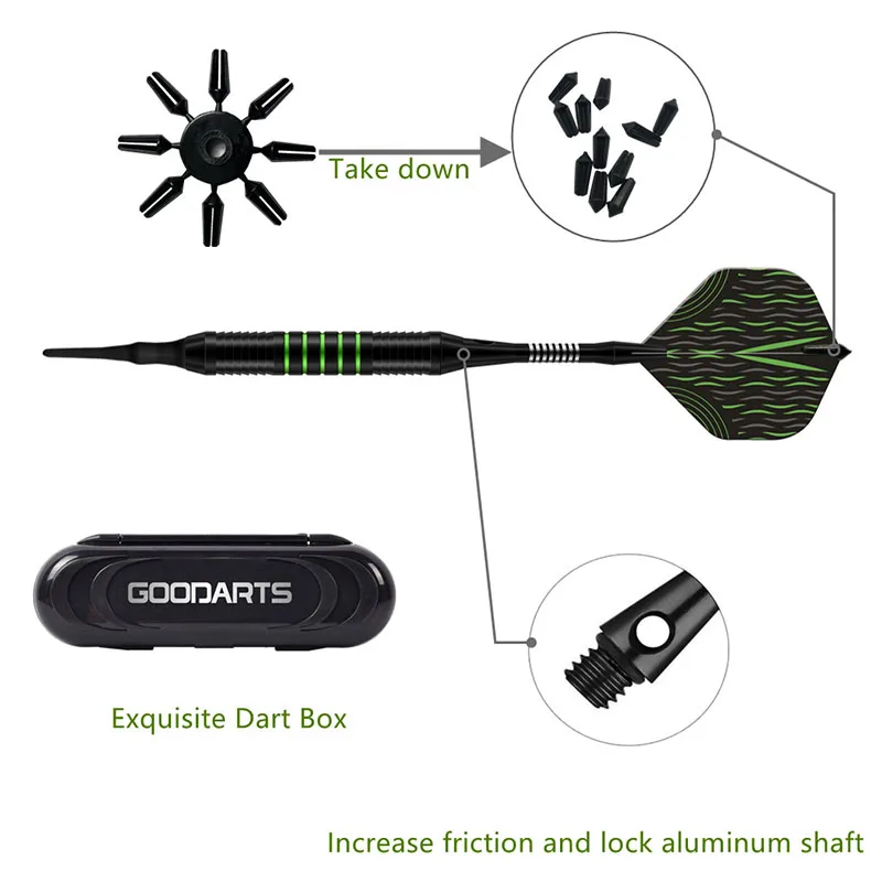 3Pcs/Set Electronic Darts Four-color Optional Professional Soft Darts with Advanced Frosted Surface Replacement Shaft