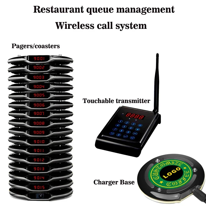 Artom Wireless paging system for restaurant queue pager device vibrating