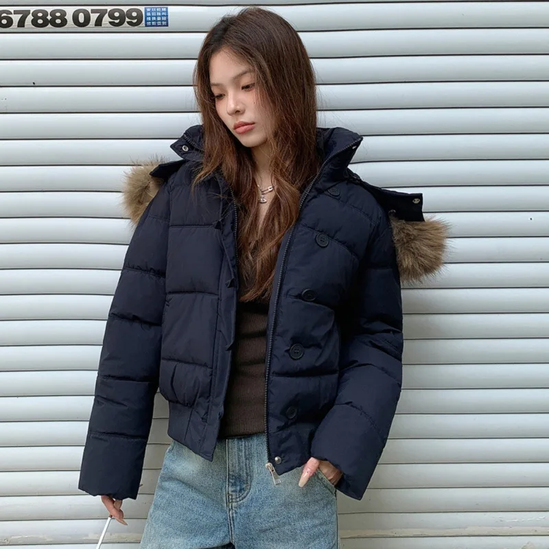 

Down Collar Women's Coat - 2025 Winter New Style, Casual and Fashionable, Versatile and Short-sleeved Cotton Jacket for Women