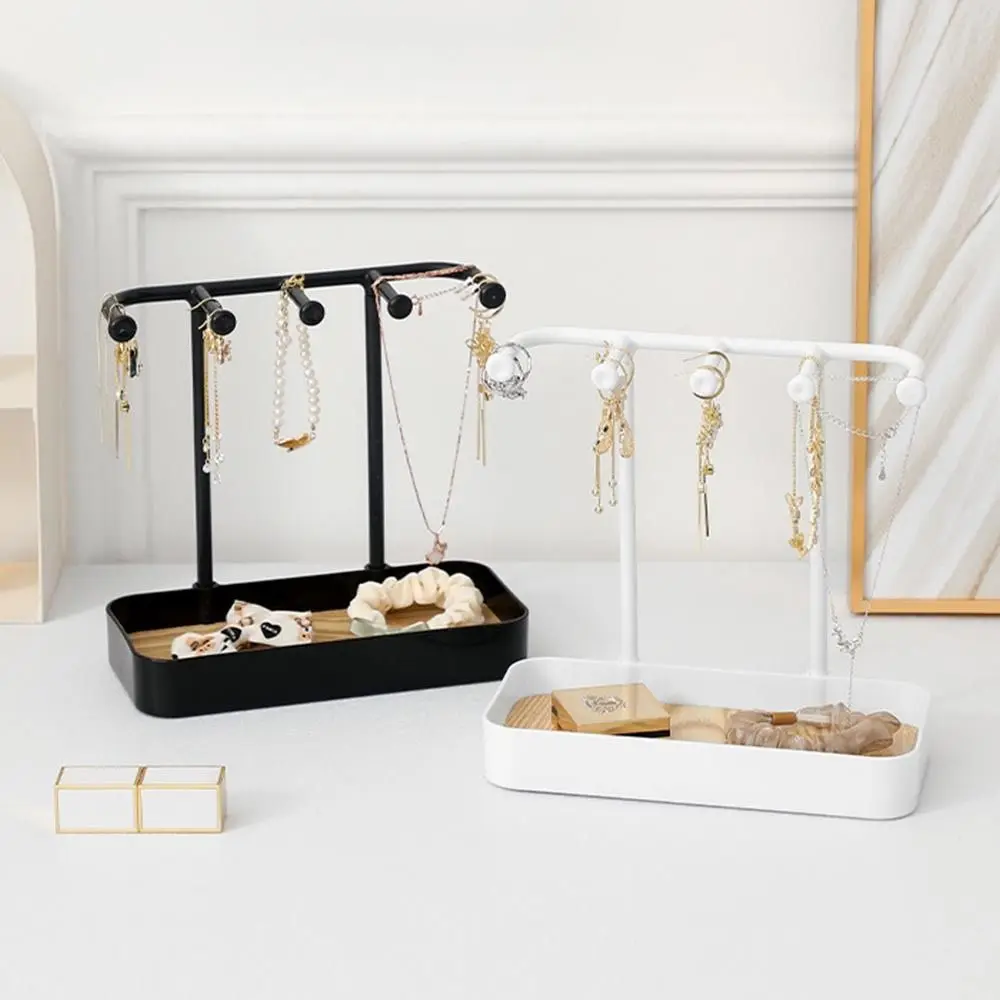 

Key Display Rack Wooden Jewelry Storage Rack PP with Storage Box Base Desktop Organising Stand Jewelry Holder Women