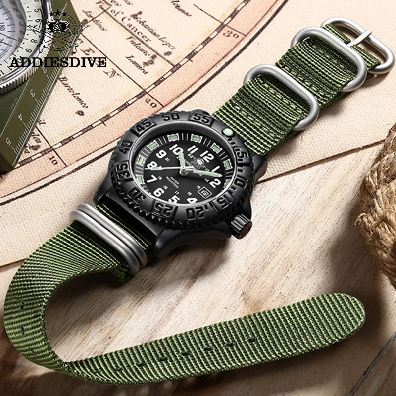 Addies Man Military Diving Watch Outdoor Sports Luminous Watch Multi-functional Waterproof Men's Quartz Watch Can Rotating Bezel