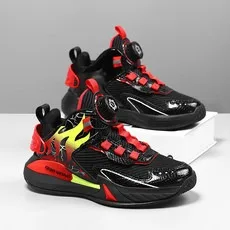 

Осенние детские баскетбольные кроссовки с двойной сеткой и вращающейся пряжкой, детские кроссовки, обувь для мальчиков