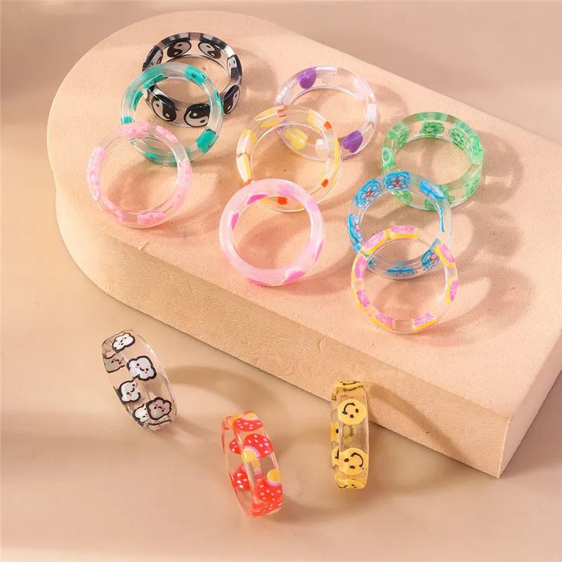 Aihua Koreanische Bunte Blume Ring Sets Böhmen Handgemachte Multi Perlen Reis Perlen Finger Ring Für Frauen Strand Schmuck Geschenke – Detail 2