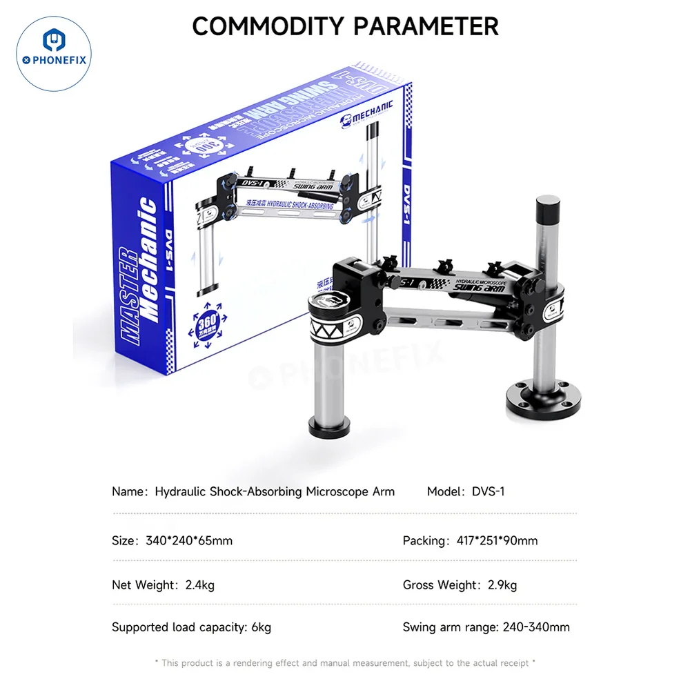 MECHANIC 360° Rotation Swing Arm Hydraulic Shock-Absorbing Industrial Microscope Stand Arm for Phone Motherboard PCB Repair