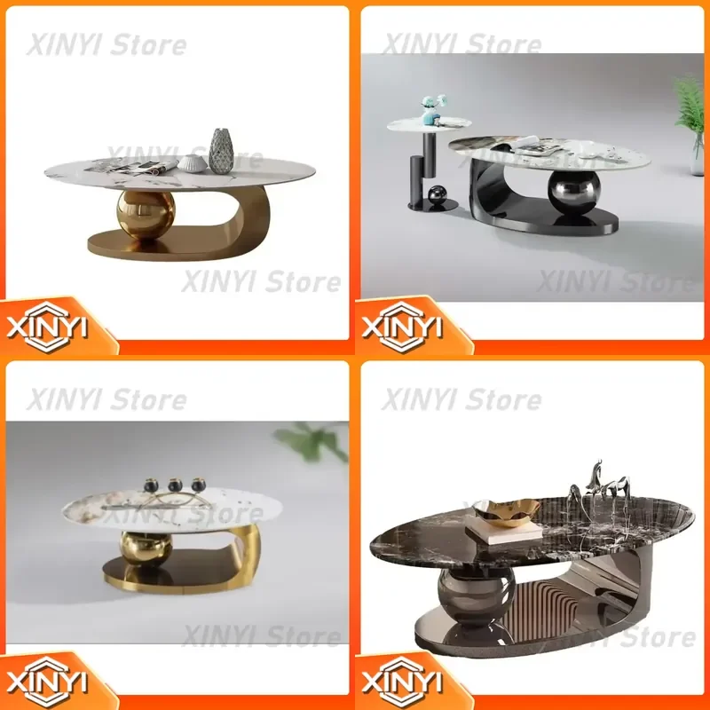 Water Pattern Glass Marble Coffee Table for Modern Creative Simple Living Room Tea Table with Metal Frame Living Room