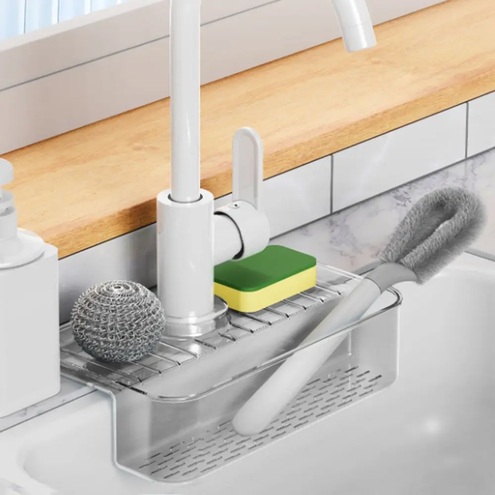 Plastic Sink Sponge Rag Drainer Rack Non-Slip Large Capacity Wipe Drain Storage Rack Anti-Splash Cleaning Brush Storage Holder