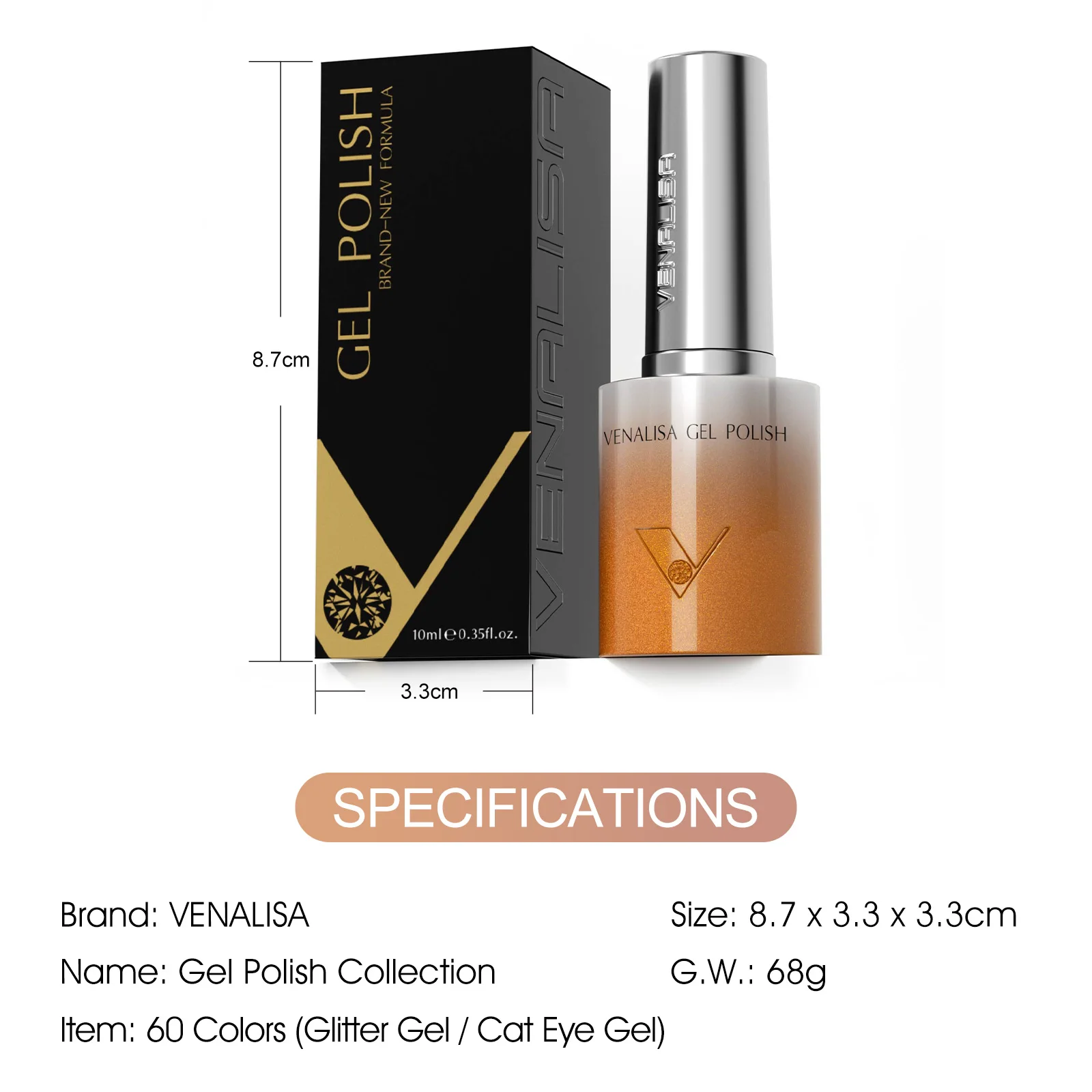 Venalisa Hema Free TPO Free Gel Nagellack 10 ml Halloween Gel Lack Cat Eye Magnet Nagel Gel Polish Soak Off UV LED Nagel Gel – Detail 3
