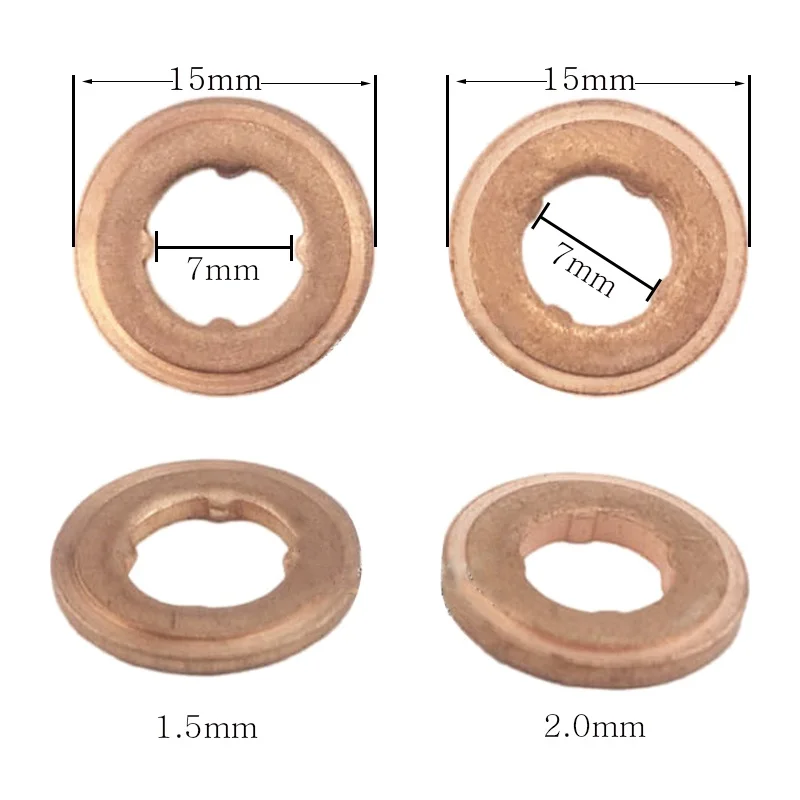 50PCS 7×15mm Diesel Common Rail Injector Nozzle Copper Sealing Washer EURO-III Shim Gasket for Bosch