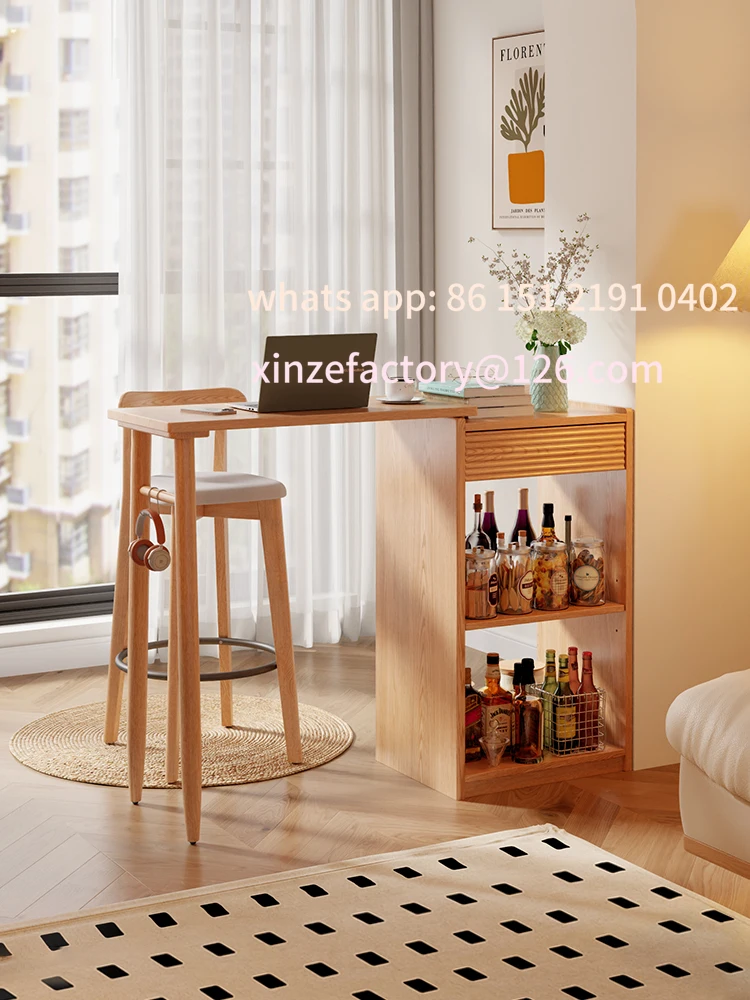 

Customizable solid wood bar table retractable small apartment living room partition