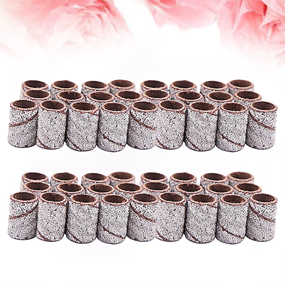 100Pcs Nail Sanding Rings Professional Grinding Sleeves for Manicure Pedicure Electric Nail Drill Polishing Accessories