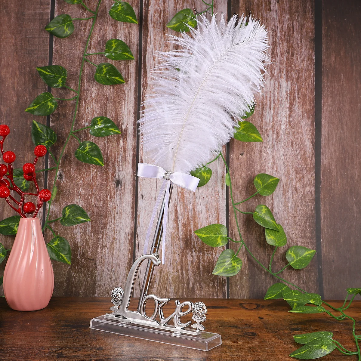 

Металлическая ручка для свадебной подписи с серебряной английской буквой, шикарная ручка для романтического гостя для свадьбы, помолвки, вечеринки, юбилея